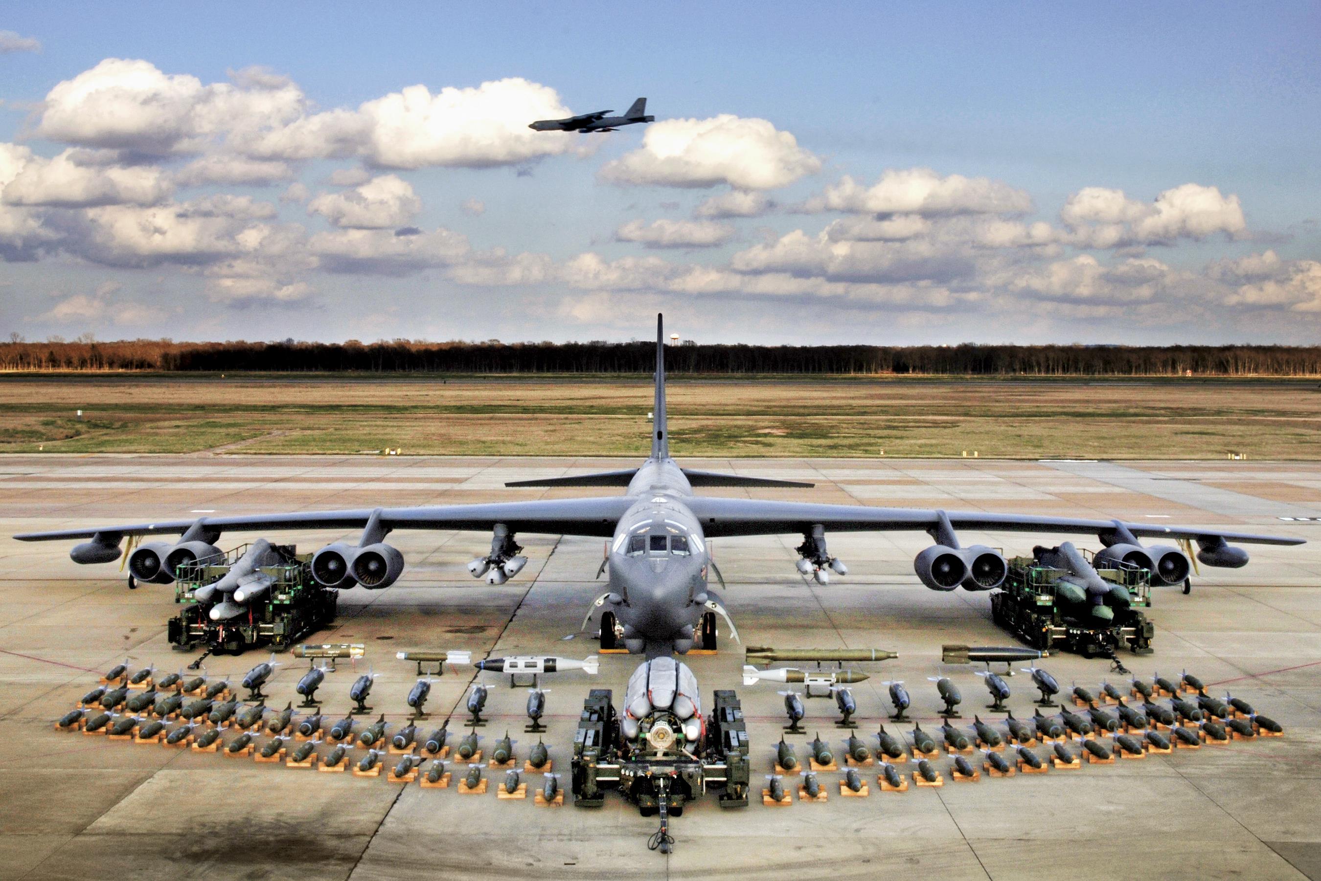 A munitions display demonstrates the full capabilities of the B-52 Stratofortress